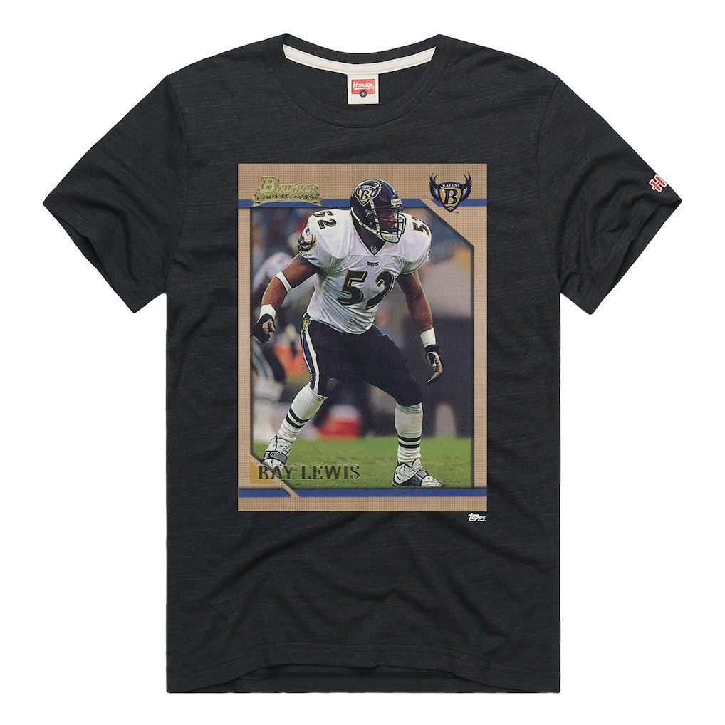 Ray Lewis  Homage Unisex NFL Topps Trading Card Tri-Blend T-Shirt - Baltimore Ravens