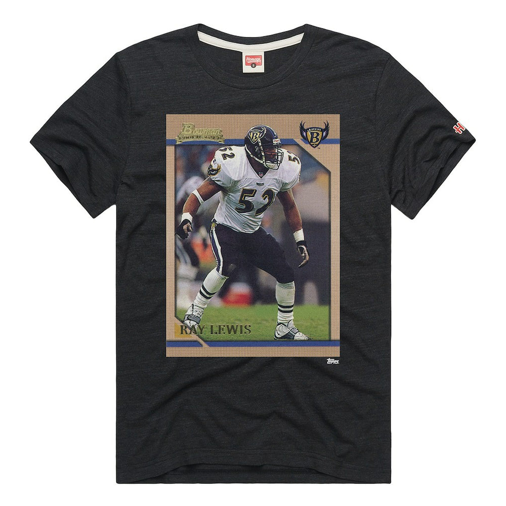 Ray Lewis  Homage Unisex NFL Topps Trading Card Tri-Blend T-Shirt - Baltimore Ravens