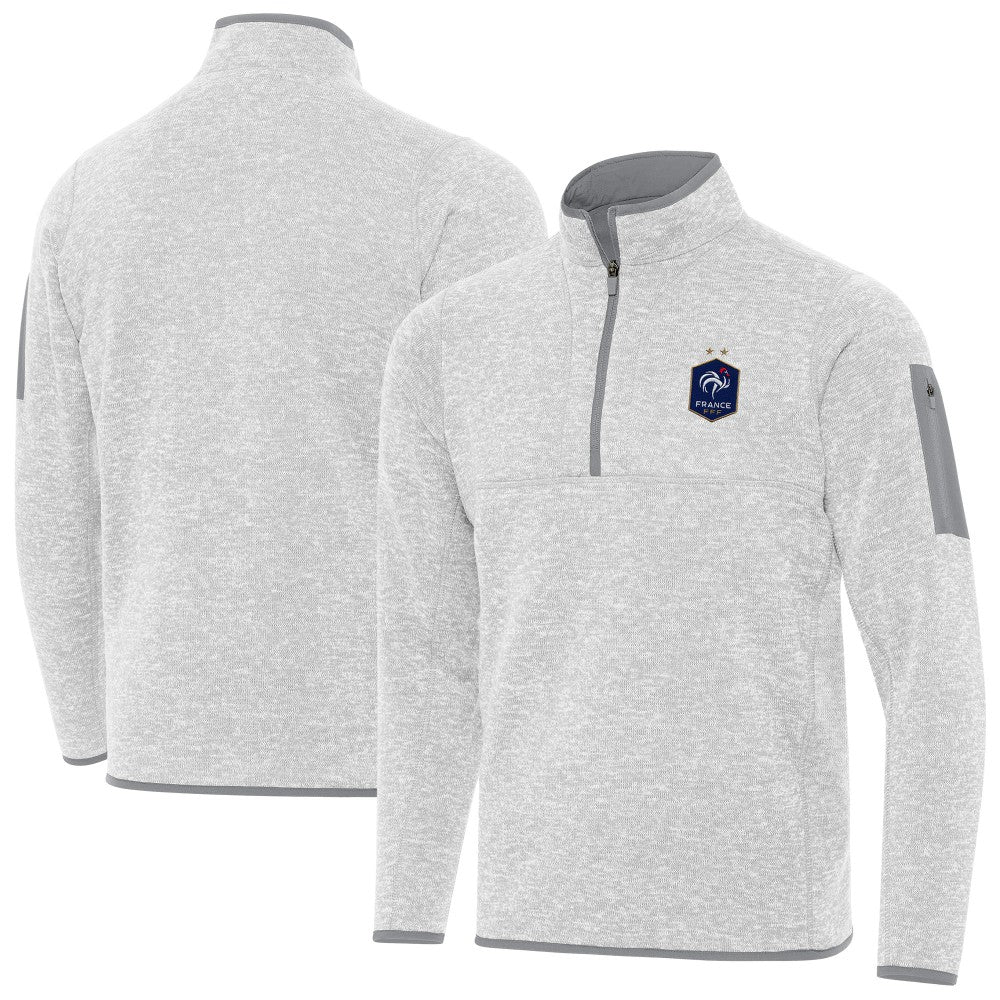 France National Team Antigua Elevate Quarter-Zip Pullover -  Heather Gray