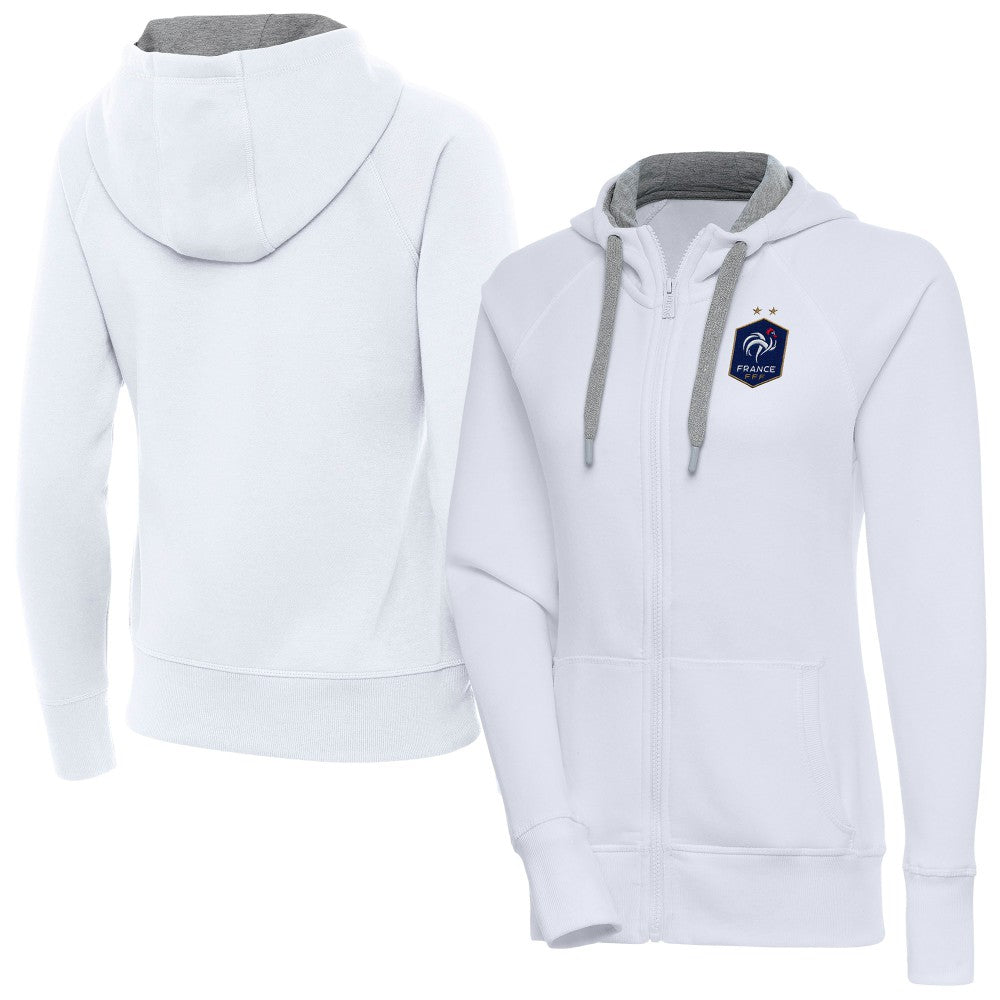 France National Team Antigua Women's Takeover Full-Zip Hoodie -  White