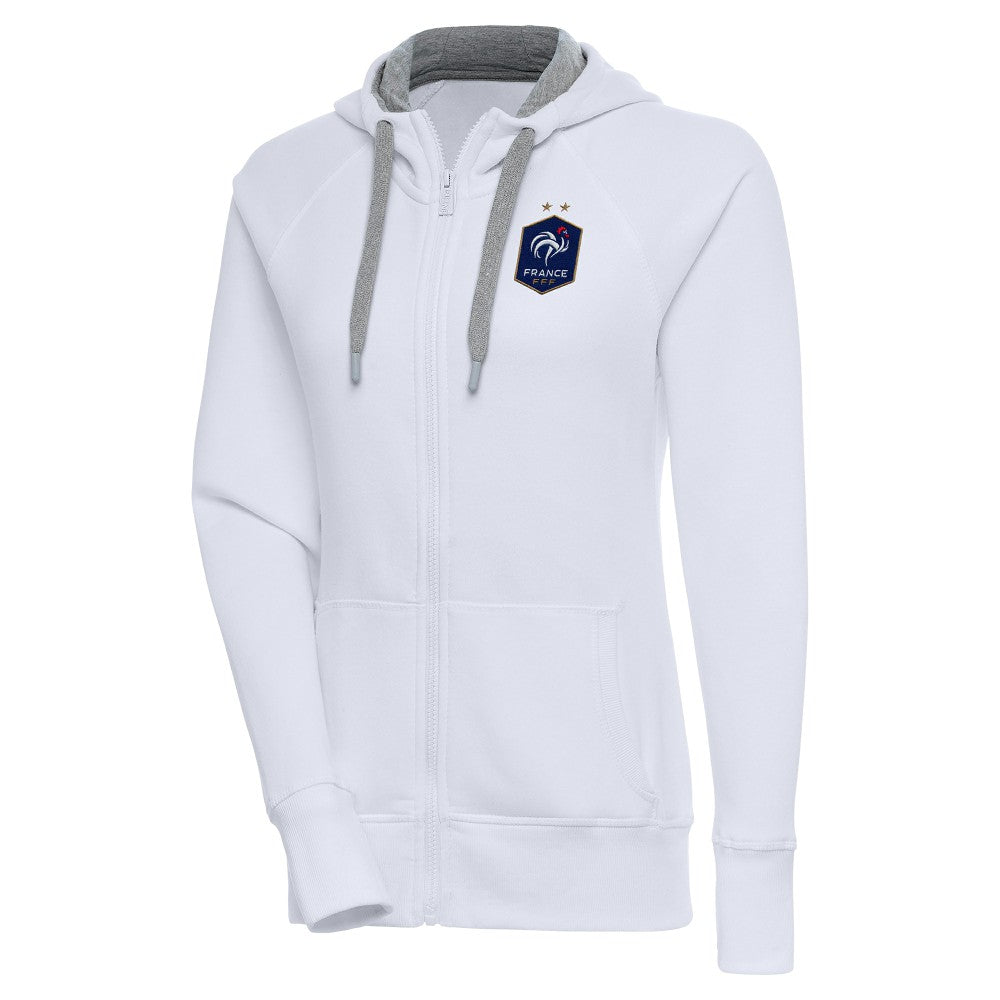 France National Team Antigua Women's Takeover Full-Zip Hoodie -  White