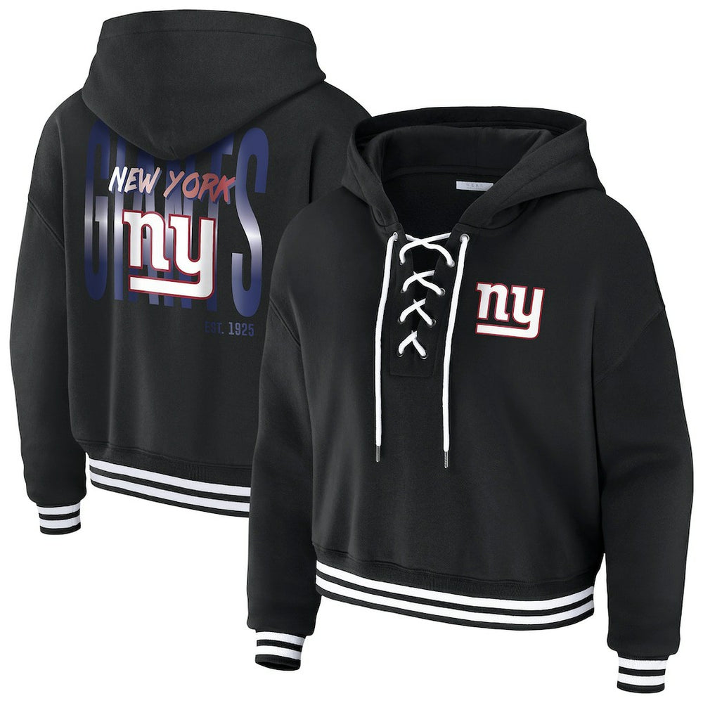 WEAR by Erin Andrews Women's Lace-Up Fleece Hoodie - New York Giants