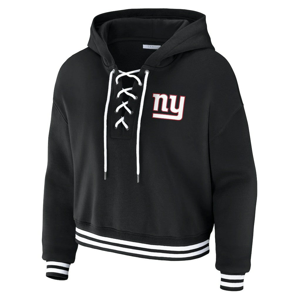 WEAR by Erin Andrews Women's Lace-Up Fleece Hoodie - New York Giants