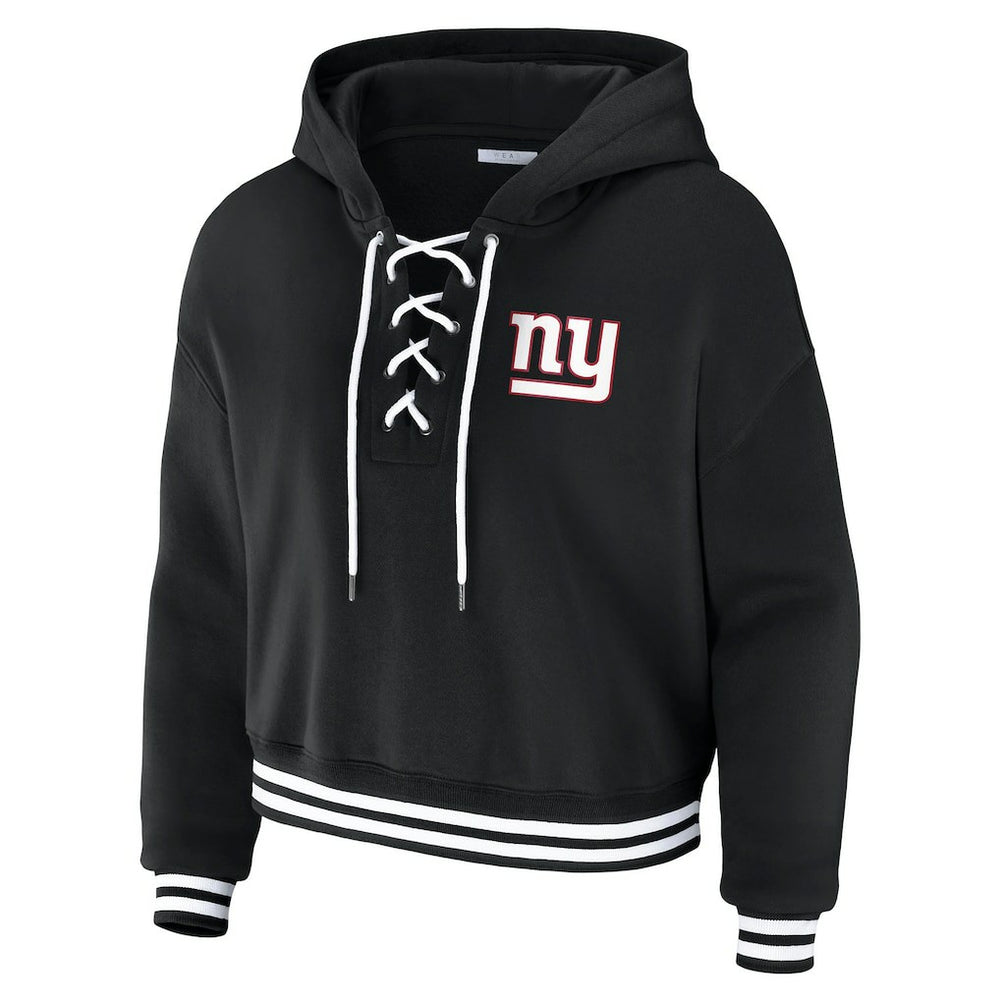 WEAR by Erin Andrews Women's Lace-Up Fleece Hoodie - New York Giants