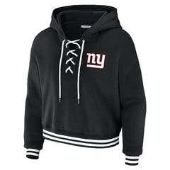 WEAR by Erin Andrews Women's Lace-Up Fleece Hoodie - New York Giants