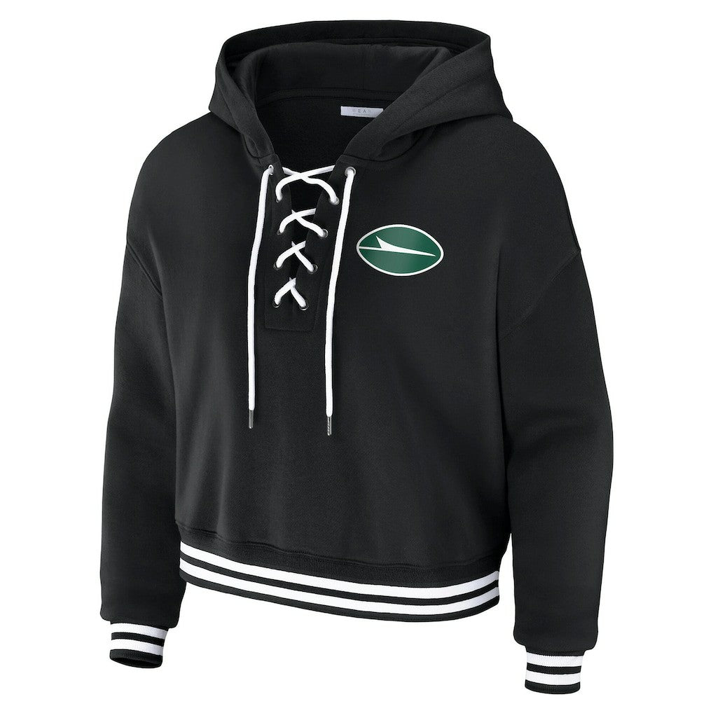 WEAR by Erin Andrews Women's Lace-Up Fleece Hoodie - New York Jets
