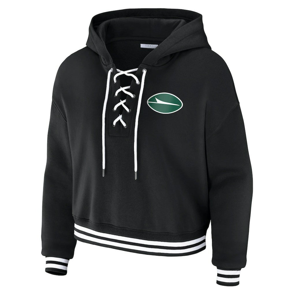WEAR by Erin Andrews Women's Lace-Up Fleece Hoodie - New York Jets