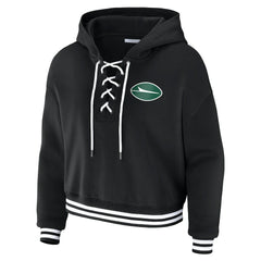 WEAR by Erin Andrews Women's Lace-Up Fleece Hoodie - New York Jets