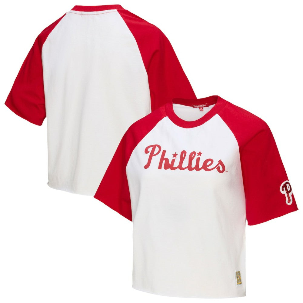 MLB Philadelphia Phillies Mitchell & Ness Women's Cropped Raglan Boxy T-Shirt