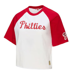 MLB Philadelphia Phillies Mitchell & Ness Women's Cropped Raglan Boxy T-Shirt