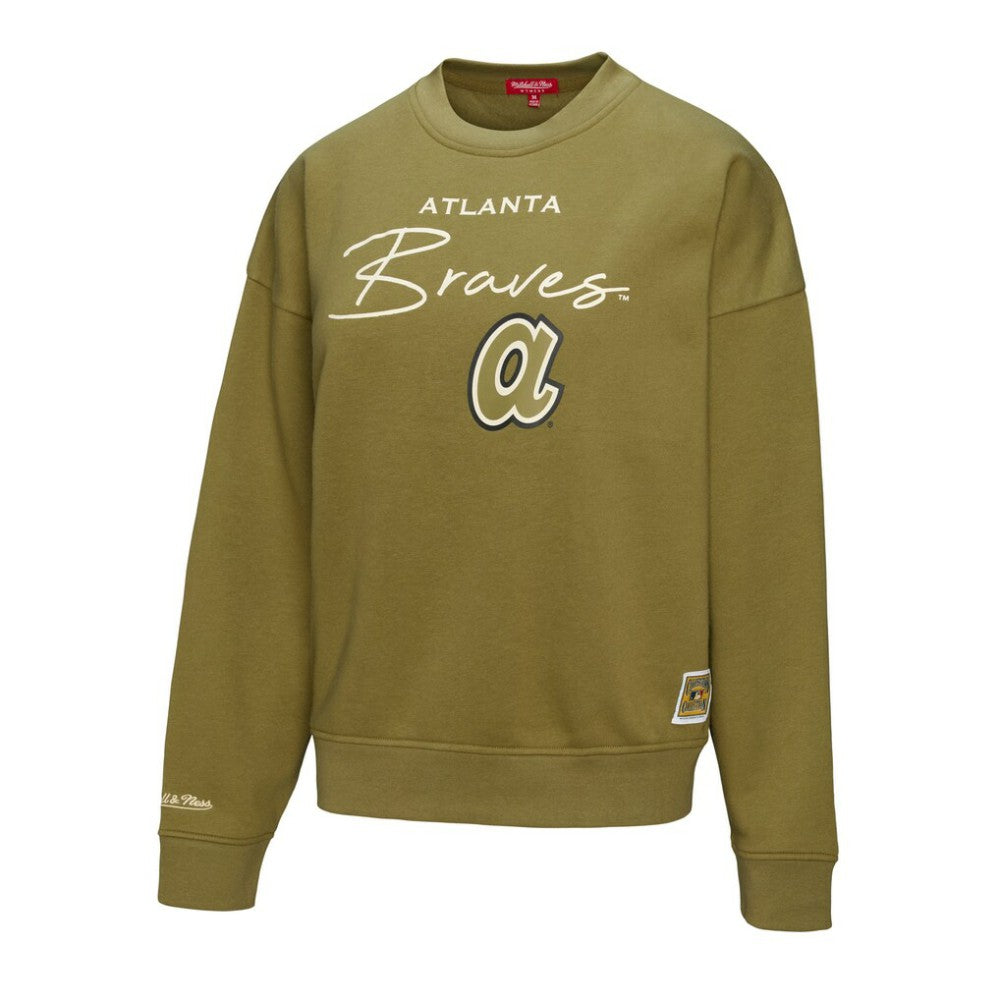 MLB Atlanta Braves Mitchell & Ness Women's Oversized Crewneck Sweatshirt