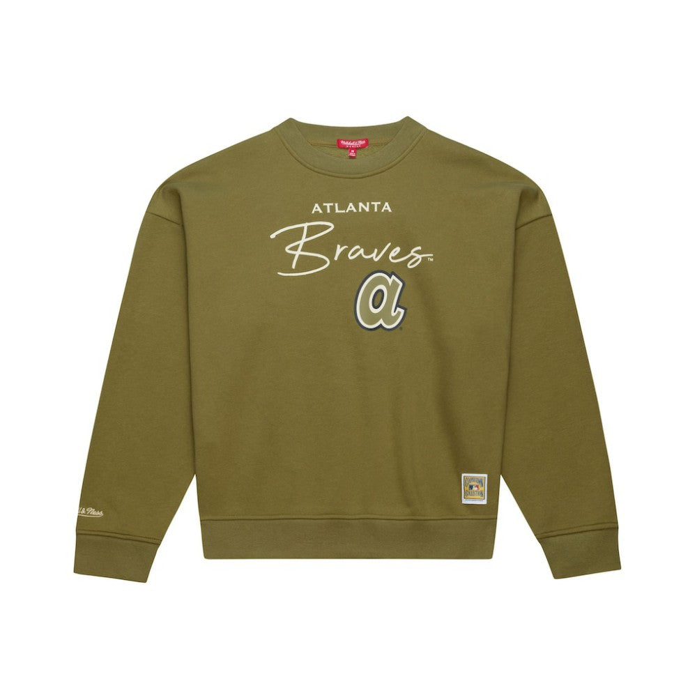 MLB Atlanta Braves Mitchell & Ness Women's Oversized Crewneck Sweatshirt