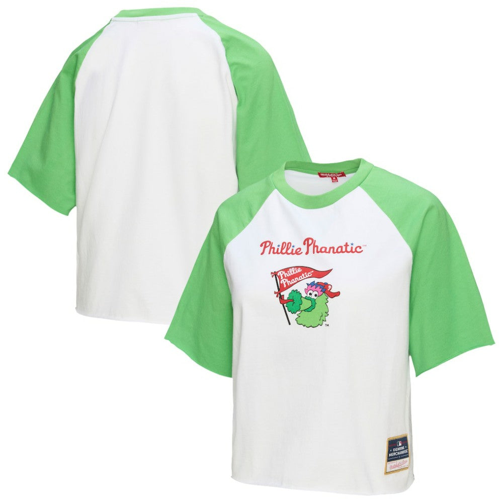 MLB Philadelphia Phillies Mitchell & Ness Women's Cropped Raglan Mascot Boxy T-Shirt