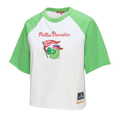 MLB Philadelphia Phillies Mitchell & Ness Women's Cropped Raglan Mascot Boxy T-Shirt