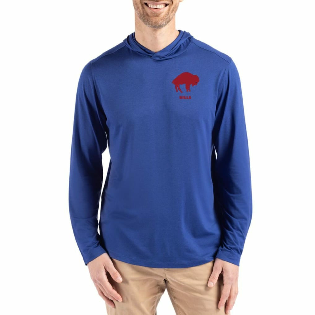Cutter & Buck Coastline Epic Comfort Eco Recycled Long Sleeve Hoodie T-Shirt - Buffalo Bills