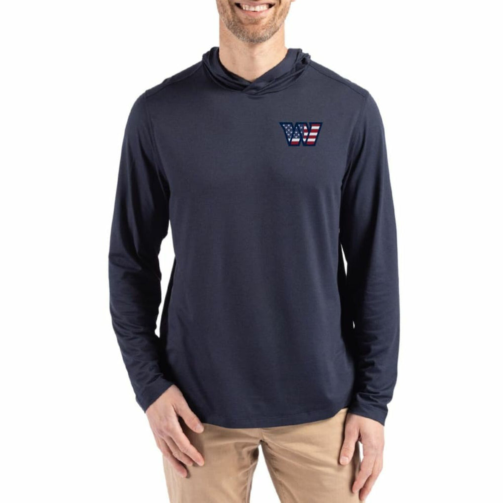 Cutter & Buck Americana Coastline Epic Comfort Eco Recycled Long Sleeve Hoodie T-Shirt - Washington Commanders