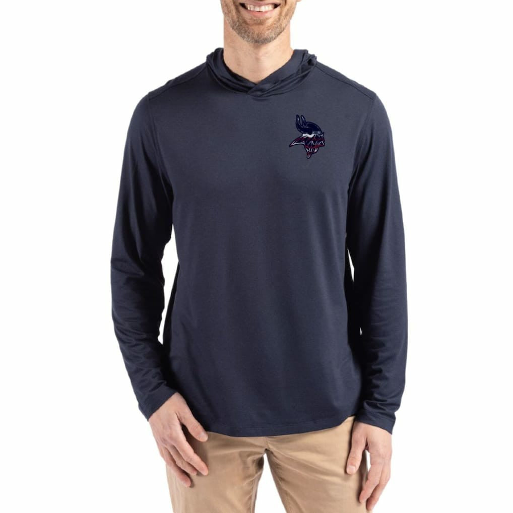 Cutter & Buck Americana Coastline Epic Comfort Eco Recycled Long Sleeve Hoodie T-Shirt - Minnesota Vikings