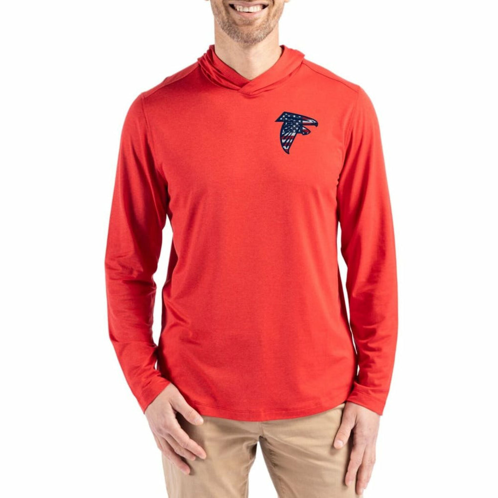 Cutter & Buck Americana Coastline Epic Comfort Eco Recycled Long Sleeve Hoodie T-Shirt - Atlanta Falcons