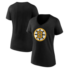 NHL Black Boston Bruins Women's Essential V-Neck T-Shirt