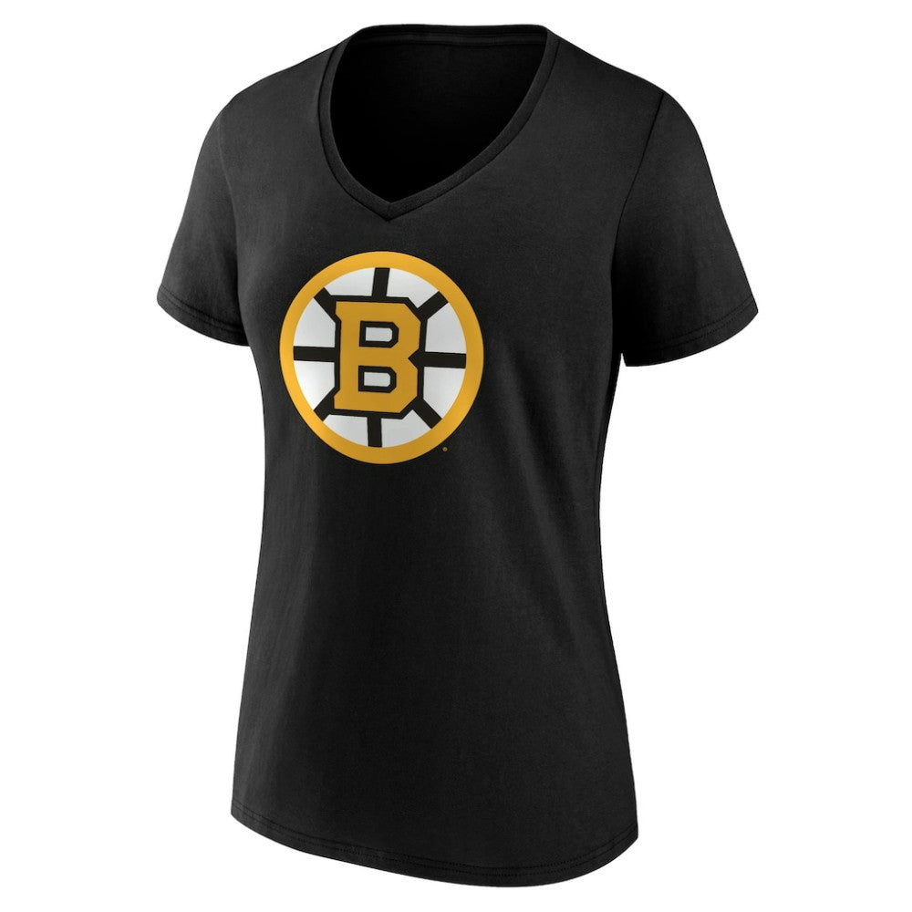 NHL Black Boston Bruins Women's Essential V-Neck T-Shirt