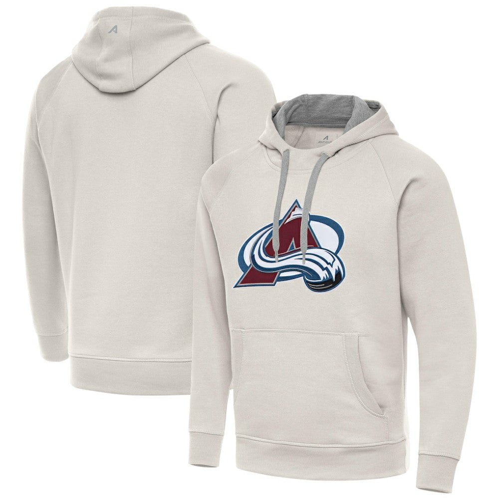 NHL Cream Colorado Avalanche Antigua Big Logo Victory Pullover Hoodie