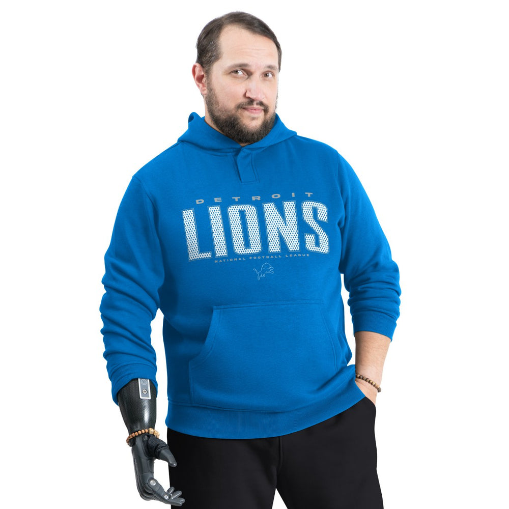 G-III Sports by Carl Banks Adaptive Mesh Effect Team Graphic Fleece Pullover Hoodie - Detroit Lions