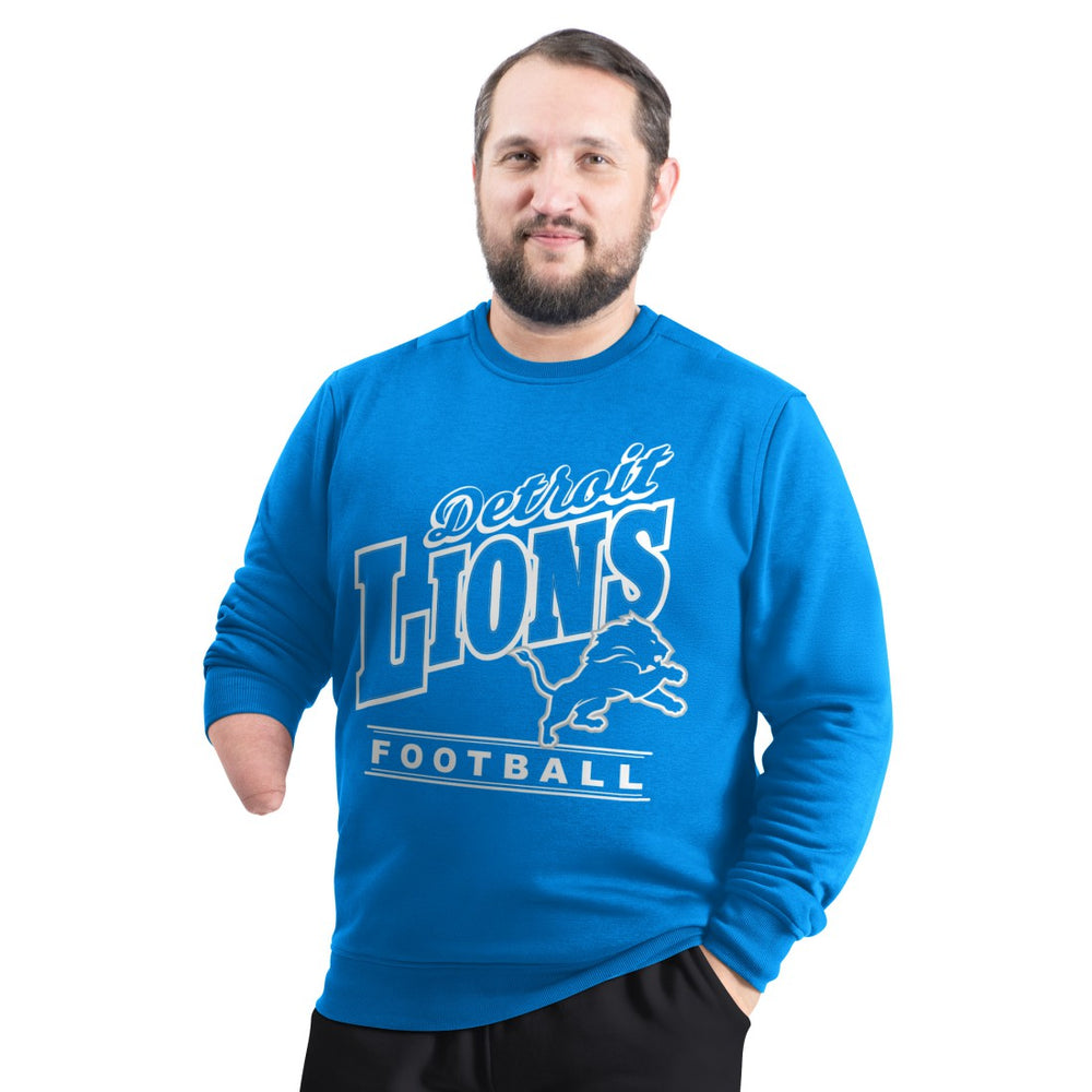 G-III Sports by Carl Banks Adaptive Headliner Team Name Graphic Fleece Pullover Sweatshirt - Detroit Lions