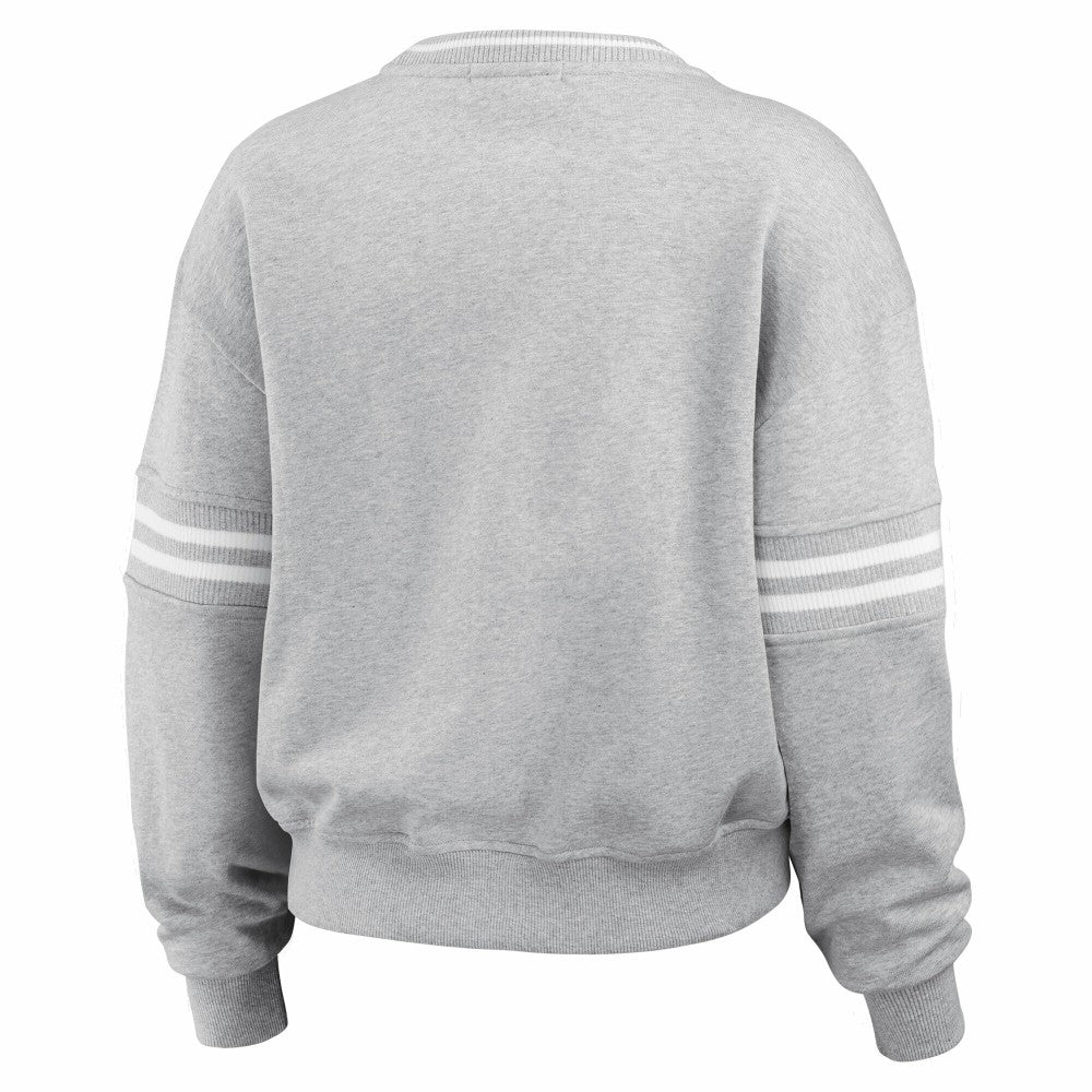 MLB New York Mets WEAR by Erin Andrews Women's Sleeve Stripe Fleece Sweatshirt