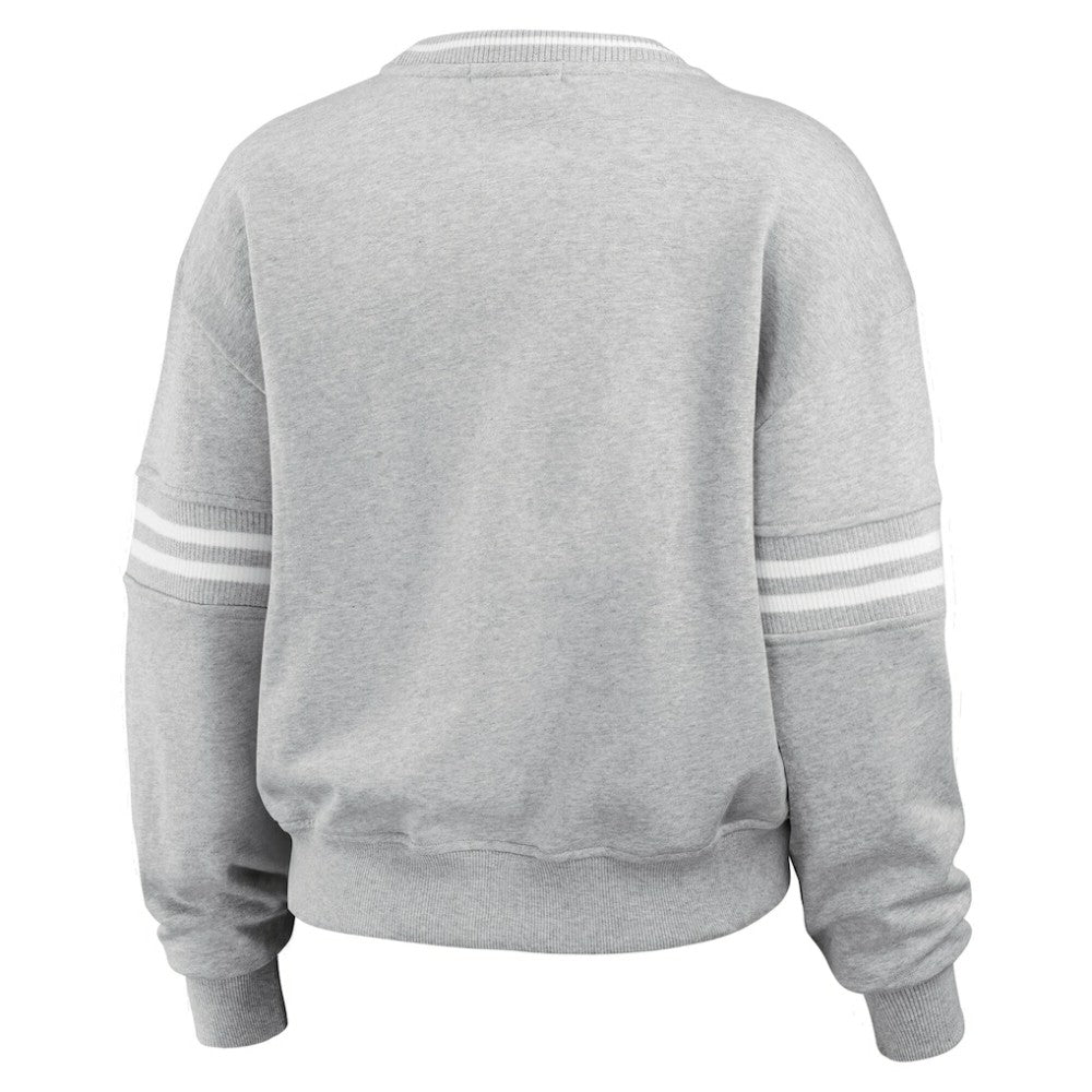MLB New York Yankees WEAR by Erin Andrews Women's Sleeve Stripe Fleece Crewneck Sweatshirt