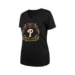 MLB Philadelphia Phillies New Era Women's Día de los Muertos V-Neck T-Shirt