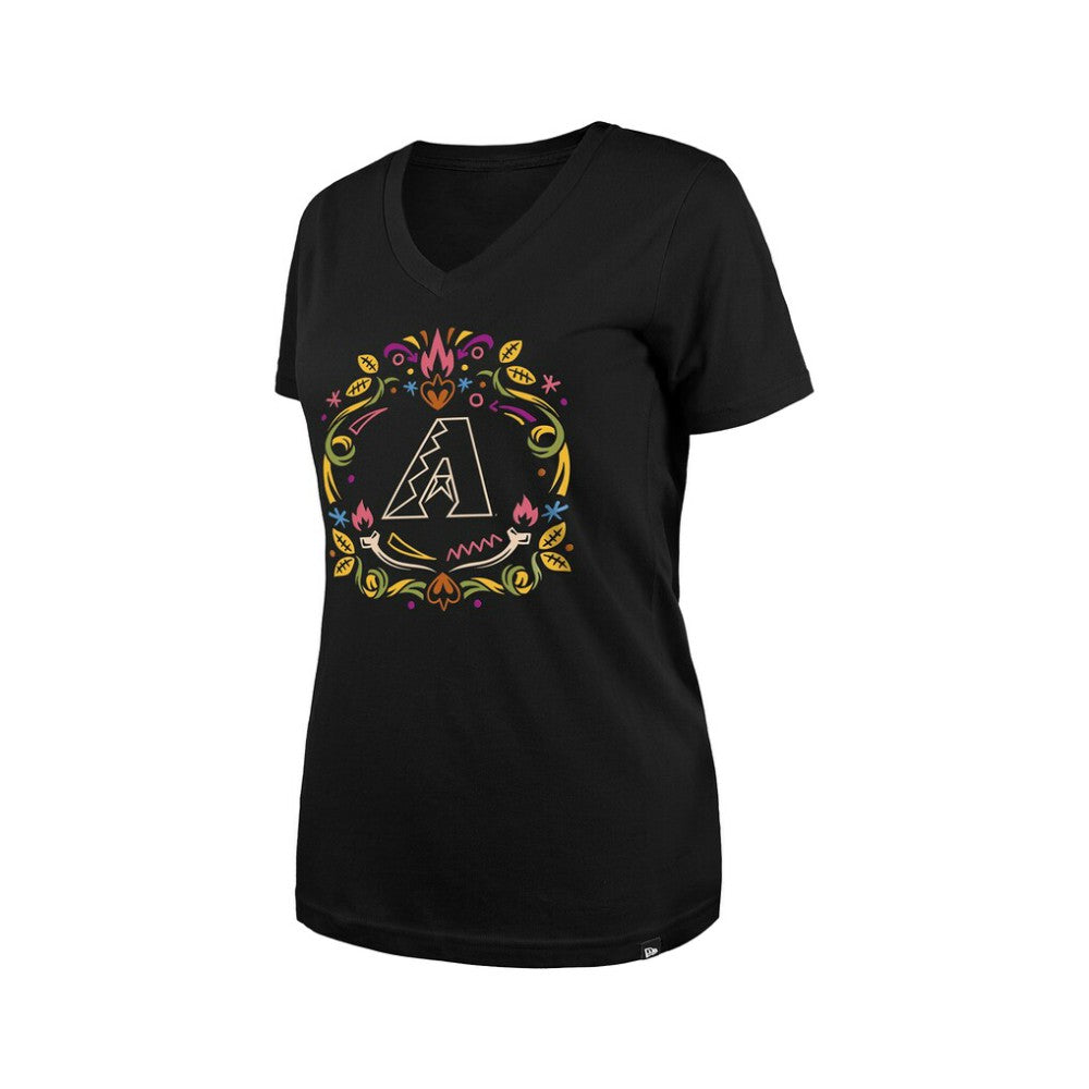 MLB Arizona Diamondbacks New Era Women's Día de los Muertos V-Neck T-Shirt