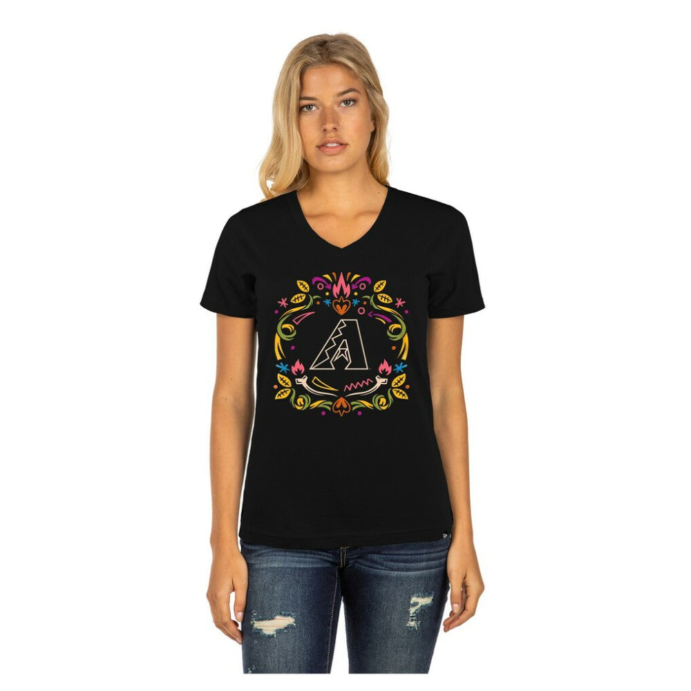 MLB Arizona Diamondbacks New Era Women's Día de los Muertos V-Neck T-Shirt