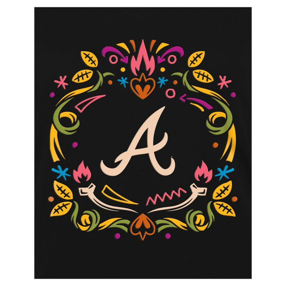 MLB Atlanta Braves New Era Women's Día de los Muertos V-Neck T-Shirt