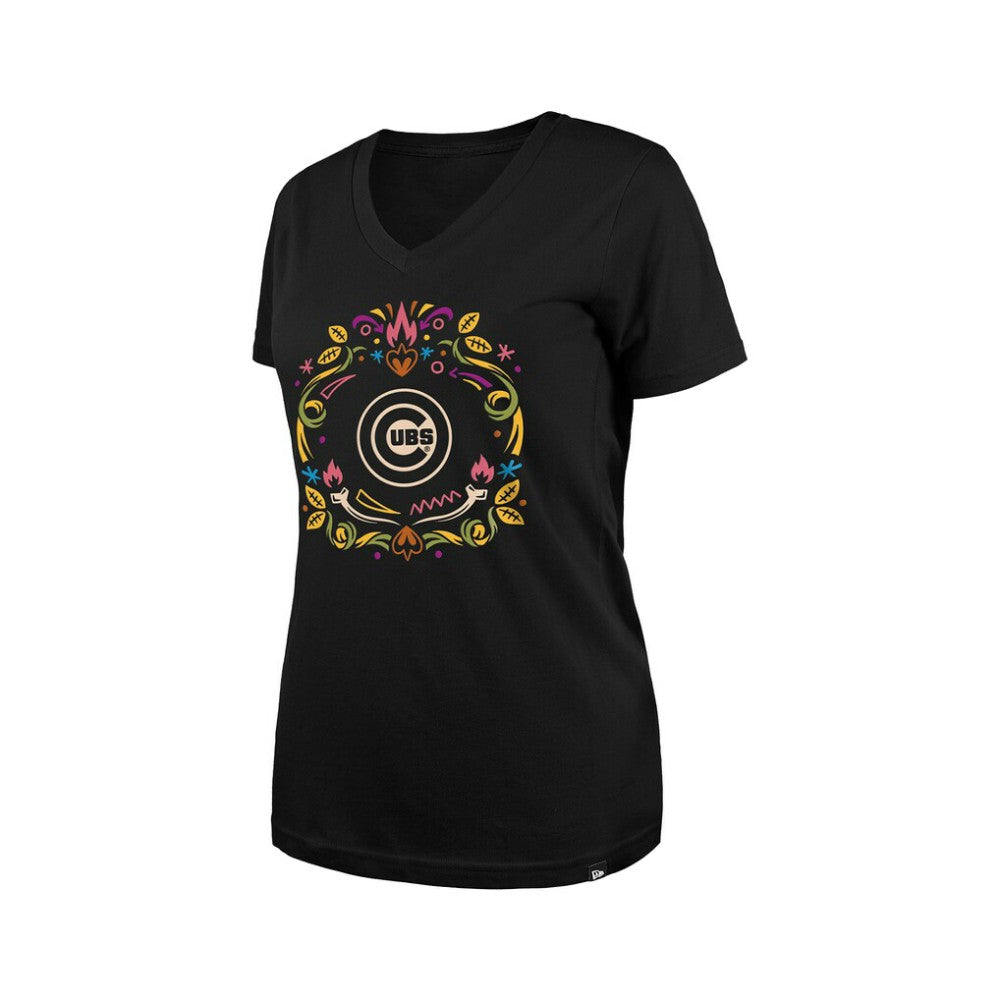 MLB Chicago Cubs New Era Women's Día de los Muertos V-Neck T-Shirt