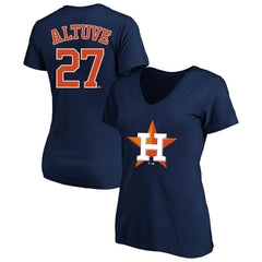 MLB Jose Altuve Houston Astros Profile Women's Plus Size Name & Number V-Neck T-Shirt