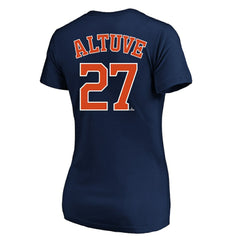 MLB Jose Altuve Houston Astros Profile Women's Plus Size Name & Number V-Neck T-Shirt