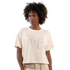 MLB Cleveland Guardians Starter Women's Rhinestone Sprinkle Boxy Cropped T-Shirt