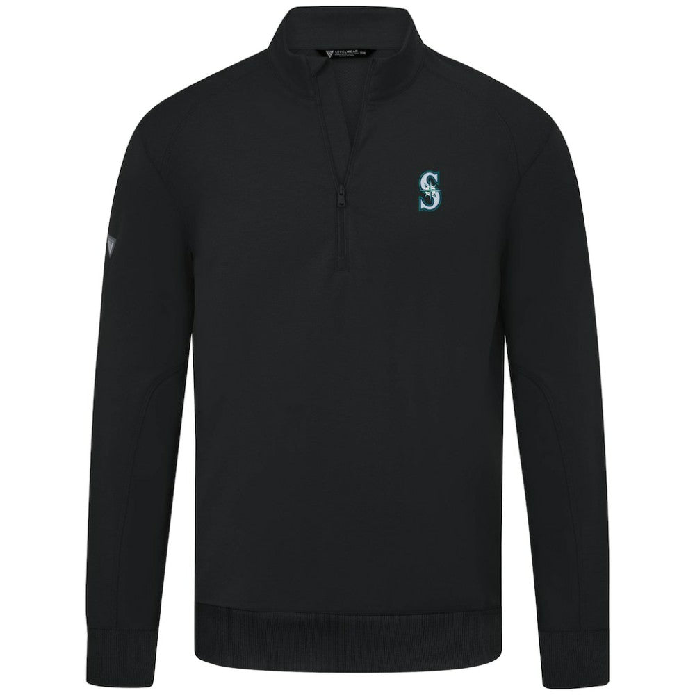 MLB Seattle Mariners Levelwear Upright Insignia Tri-Blend Quarter-Zip Pullover