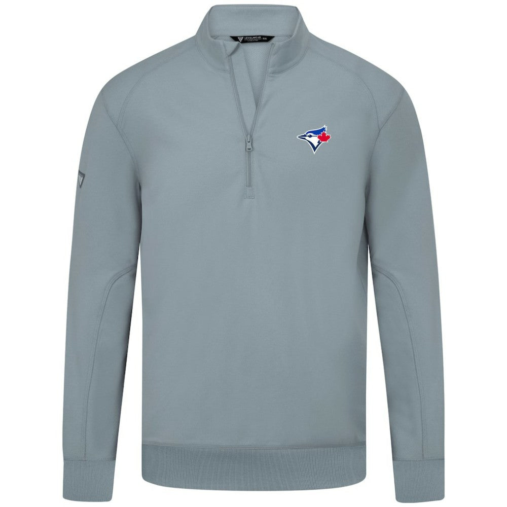 MLB Toronto Blue Jays Levelwear Upright Insignia Tri-Blend Quarter-Zip Pullover