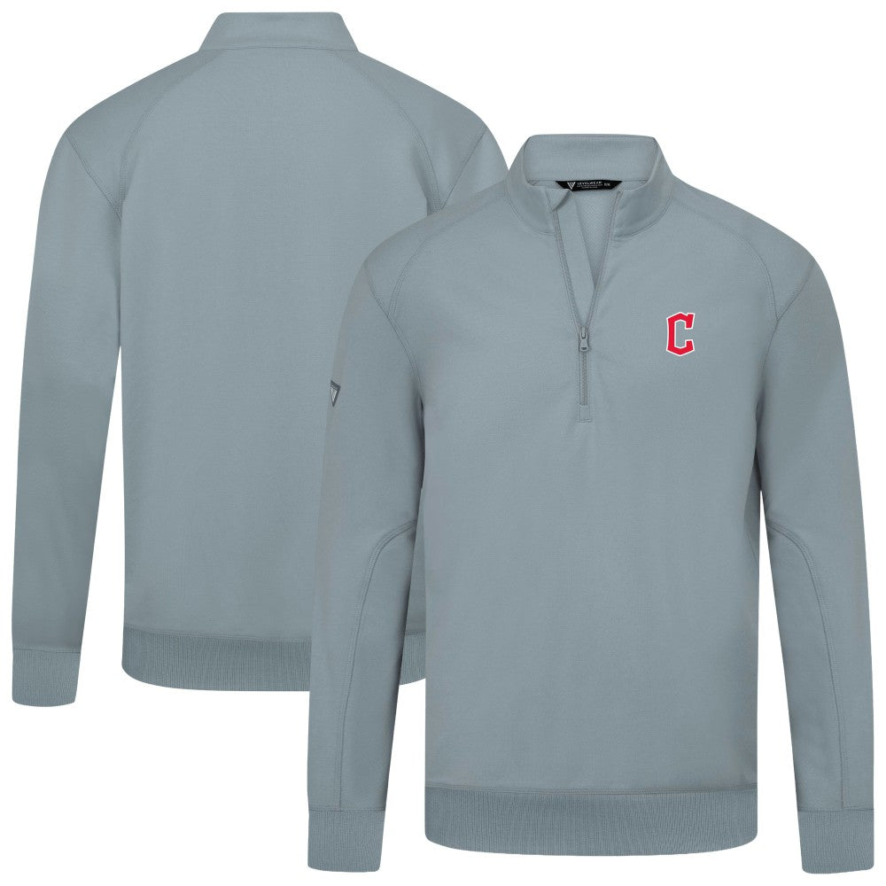 MLB Cleveland Guardians Levelwear Upright Insignia Tri-Blend Quarter-Zip Pullover