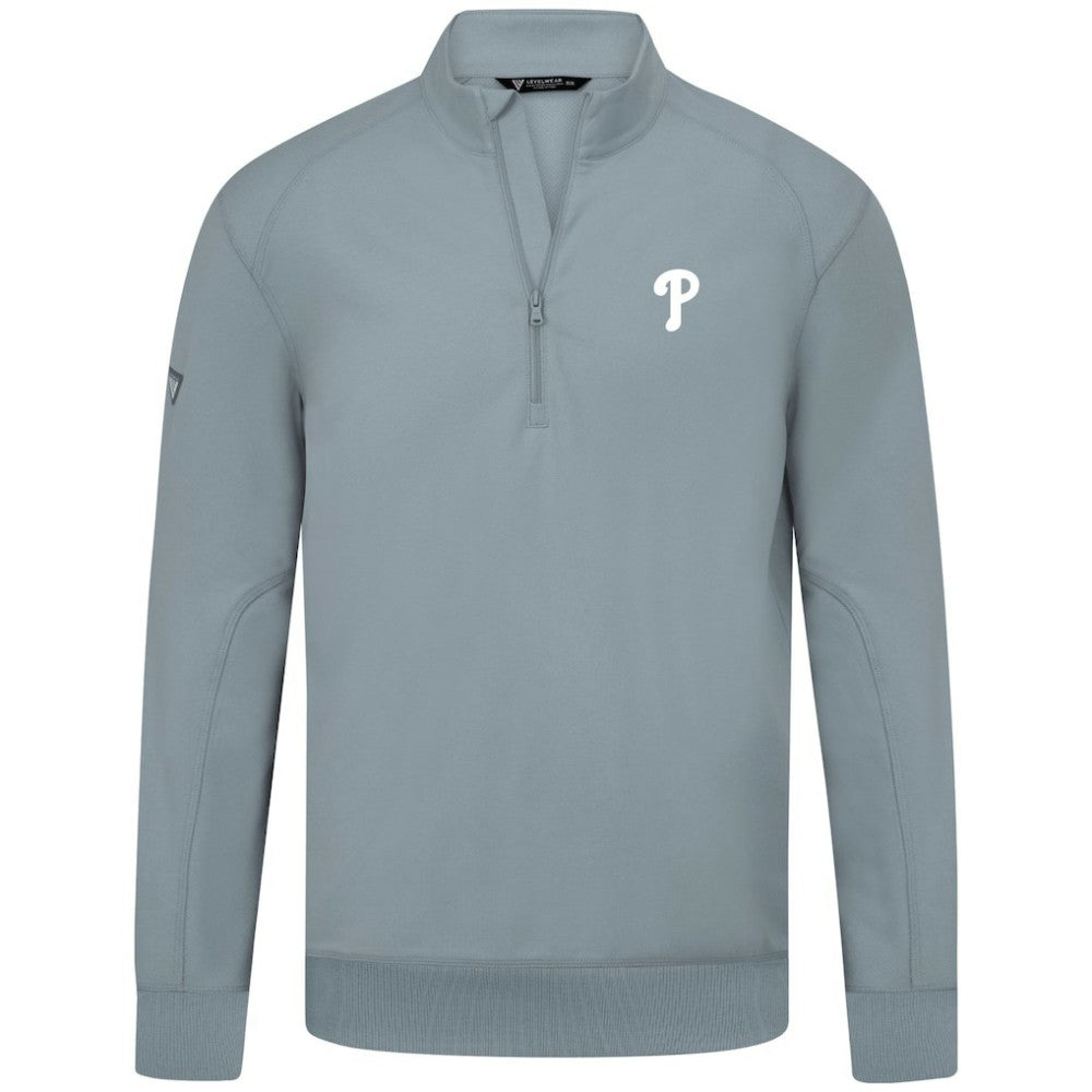 MLB Philadelphia Phillies Levelwear Upright Insignia Tri-Blend Quarter-Zip Pullover