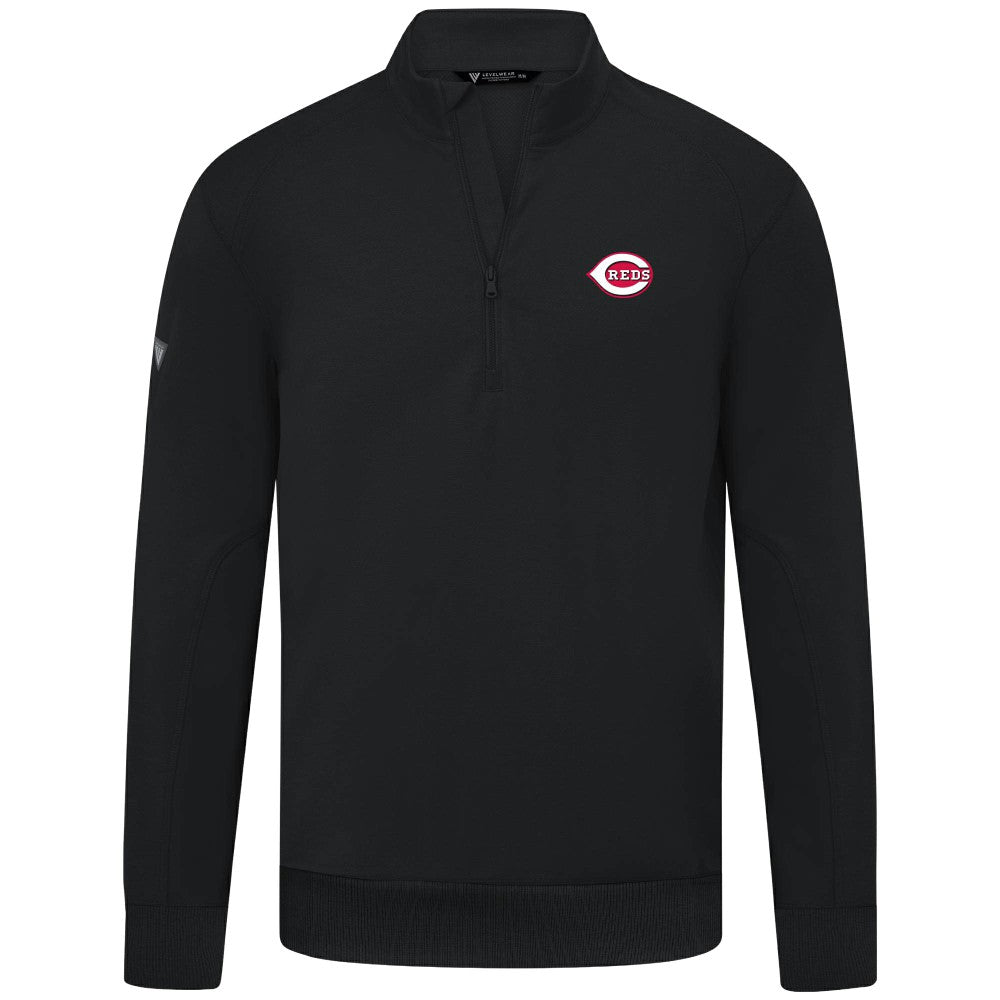 MLB Cincinnati Reds Levelwear Upright Insignia Tri-Blend Quarter-Zip Pullover