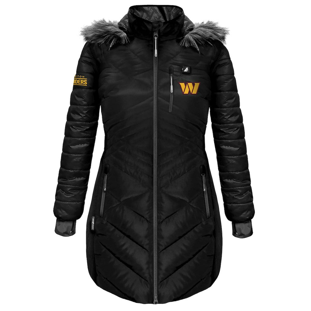 ActionHeat Women's 5V Battery Heated Long Puffer Full-Zip Hoodie Jacket - Washington Commanders