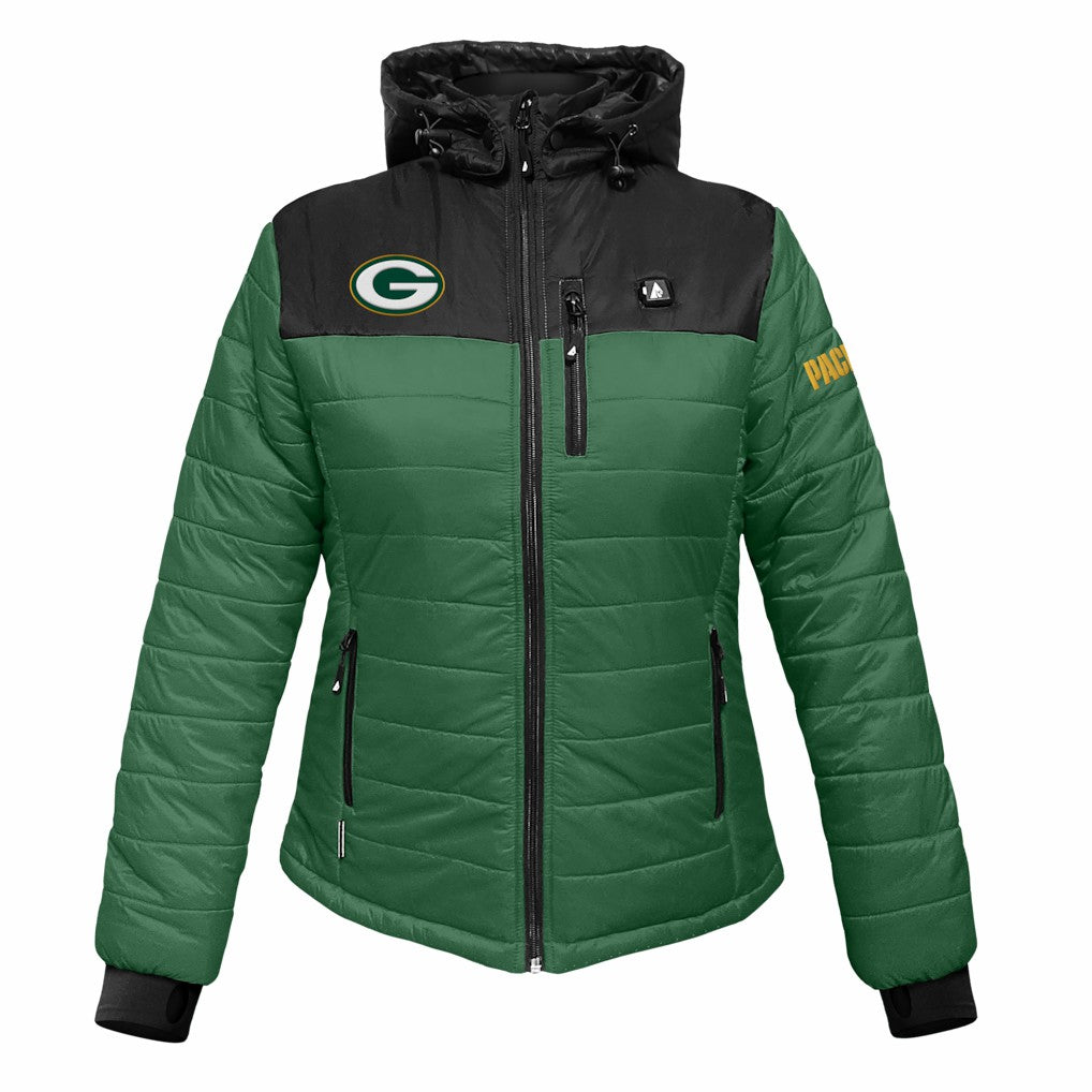 ActionHeat Women's 5V Battery Heated Insulated Puffer Full-Zip Jacket - Green Bay Packers