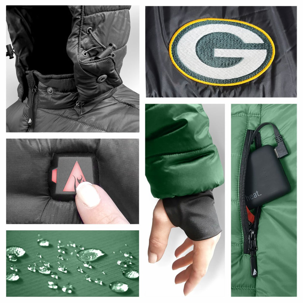 ActionHeat Women's 5V Battery Heated Insulated Puffer Full-Zip Jacket - Green Bay Packers