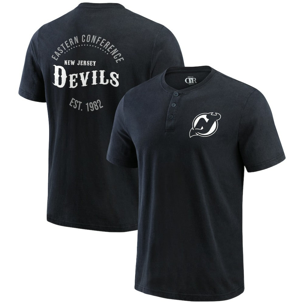 NHL Black New Jersey Devils Darius Rucker Collection by Fanatics Fanatics Fest Washed Henley T-Shirt