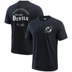 NHL Black New Jersey Devils Darius Rucker Collection by Fanatics Fanatics Fest Washed Henley T-Shirt