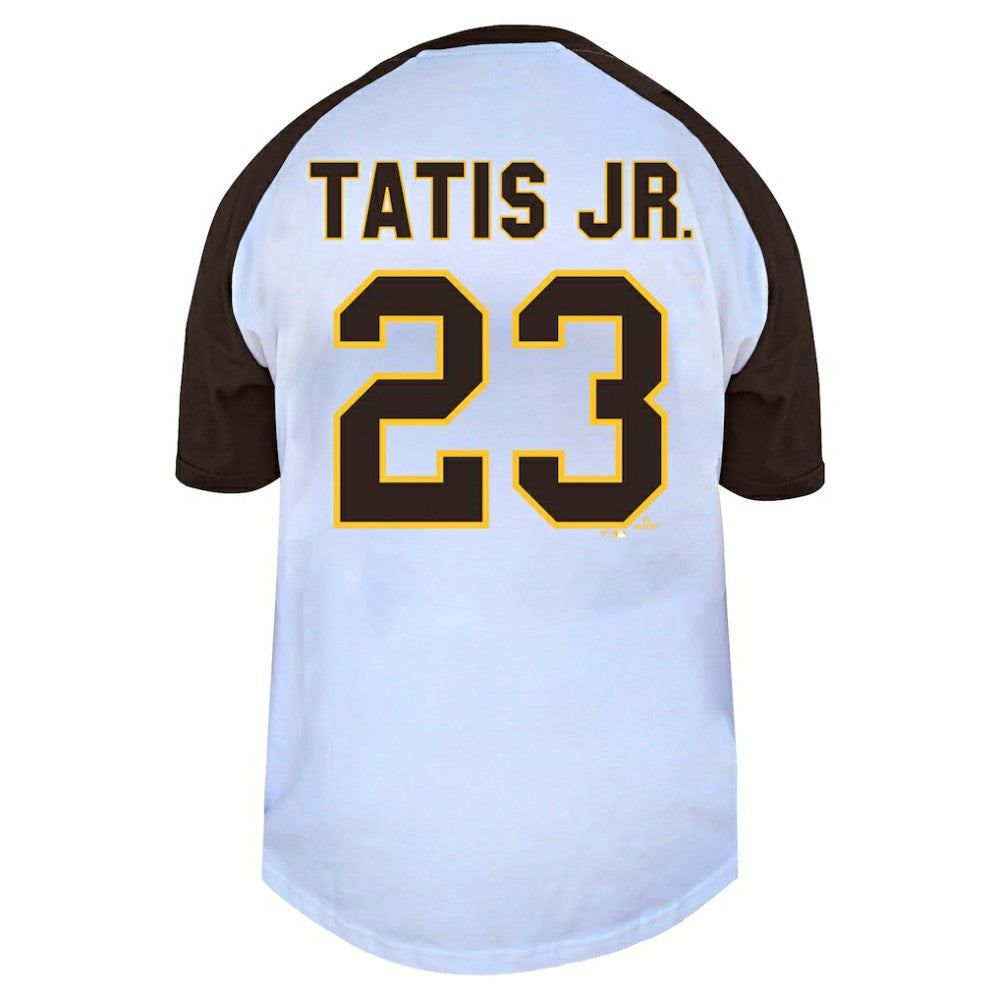 MLB Fernando Tatis Jr. San Diego Padres Profile Women's Plus Size Name & Number Raglan Henley T-Shirt