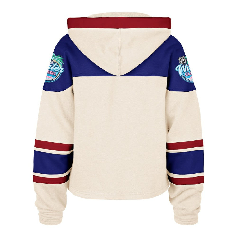 NHL Cream New York Rangers '47 Women's 2026 NHL Winter Classic Cropped Superior Lacer Hoodie