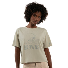 Starter Women's Rhinestone Sprinkle Boxy Cropped T-Shirt - Cleveland Browns